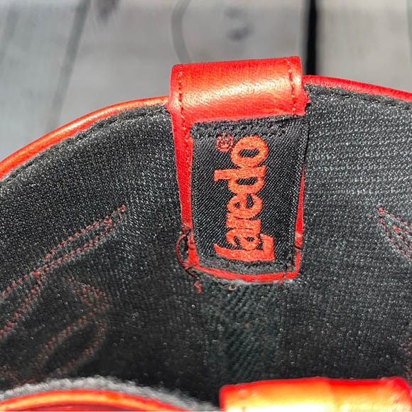 Vintage Laredo Western Red Leather Cowboy Boots With Tassels Size 9 - Picture 16 of 17